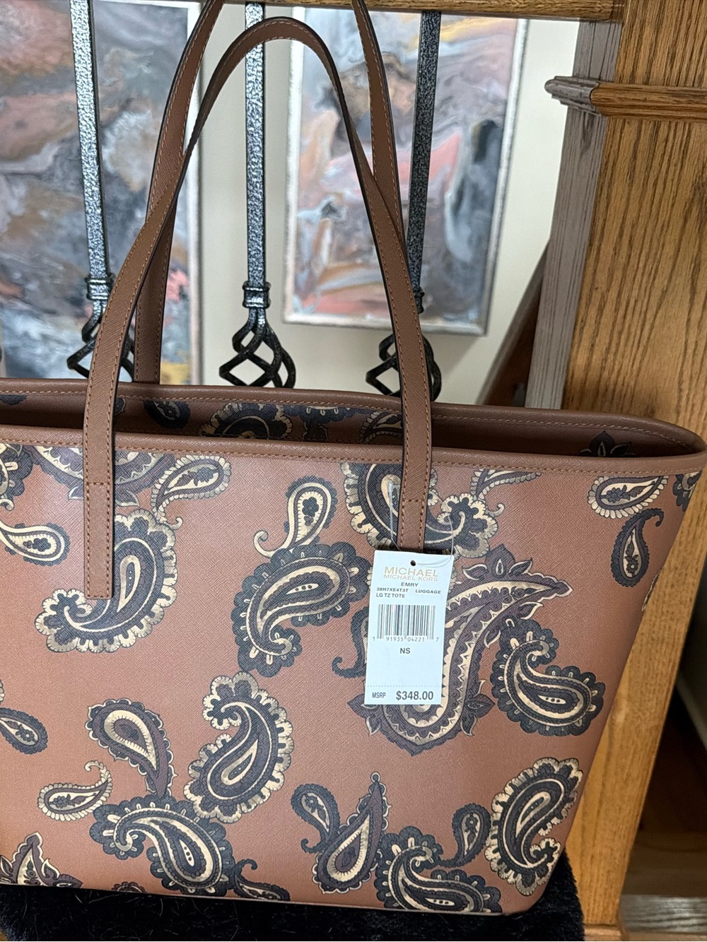Michael Kors Brown Paisley Tote Bag - Picture 10 of 13